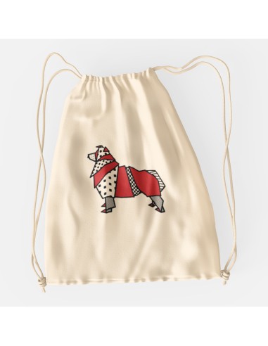 Drawstring Bag Sacca Pop Origami Australian Shepherd