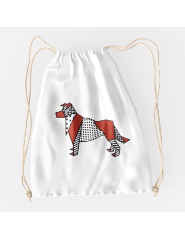 Drawstring Bag Sacca Pop Origami Border Collie