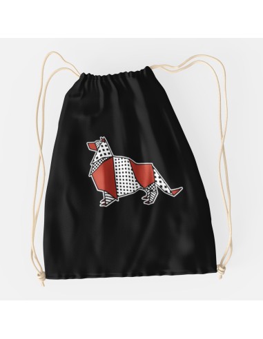 Drawstring Bag Sacca Pop Origami Collie