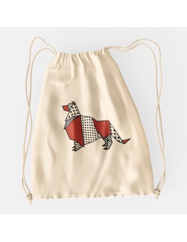 Drawstring Bag Sacca Pop Origami Collie