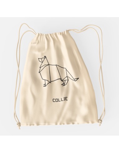 Drawstring Bag Sacca Origami Collie