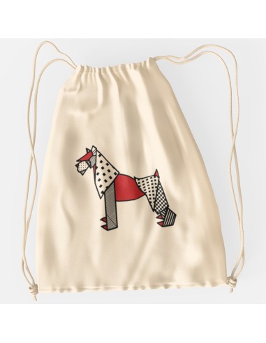 Drawstring Bag Sacca Pop Origami Schnauzer