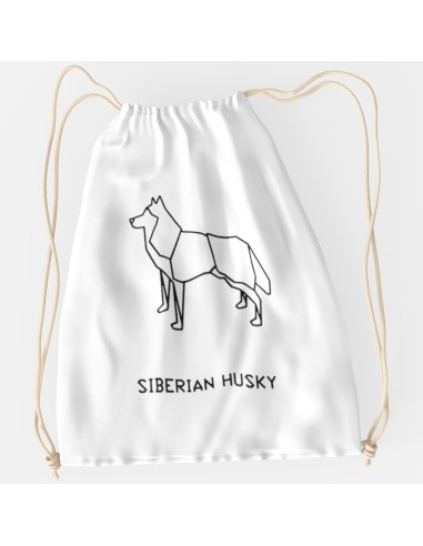 Drawstring Bag Origami Siberian Husky