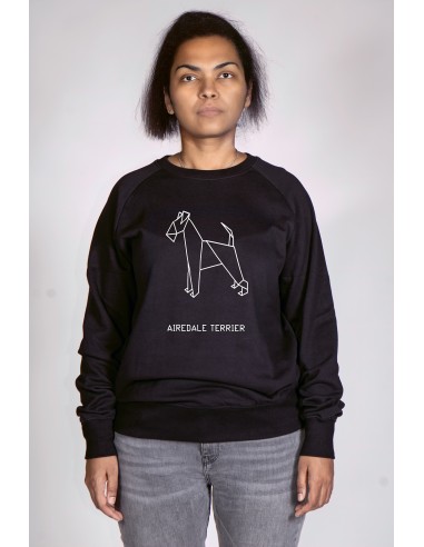 Origami Airedale Terrier Women's Crew Neck Sweatshirt