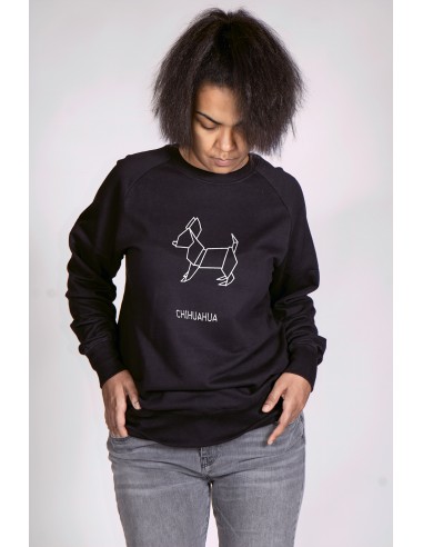 Origami Chihuahua Woman Round Neck Sweatshirt