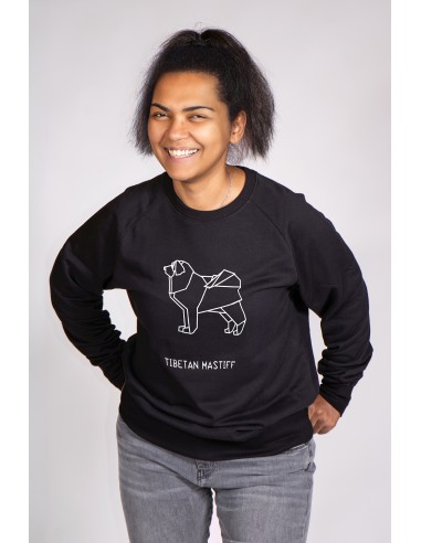 Origami Tibetan Mastiff Woman Round Neck Sweatshirt