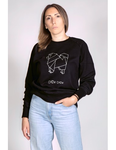 Origami Chow Chow Woman Round Neck Sweatshirt