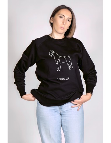 Origami Schnauzer Woman Round Neck Sweatshirt