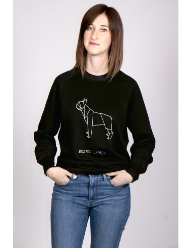 Origami Boston Terrier Women's Crew Neck Sweatshirt