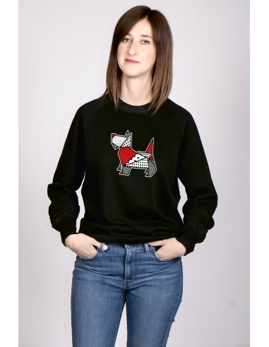 Pop Origami Scottish Terrier Women's Round Neck Sweatshirt