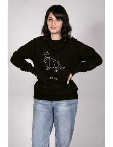 Origami Collie Woman Round Neck Sweatshirt