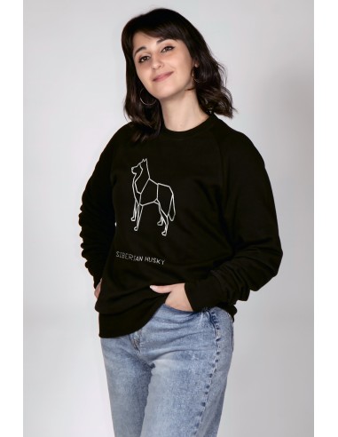 Origami Siberian Husky Woman Round Neck Sweatshirt