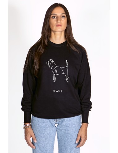 Origami Beagle Woman Round Neck Sweatshirt