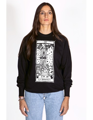 Women's Round Neck Sweatshirt Tarot De Marseille La Maison Dieu XVI