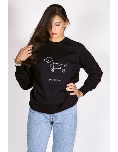 Origami Dachsund Woman Round Neck Sweatshirt