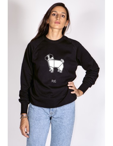 Origami Pug Woman Round Neck Sweatshirt