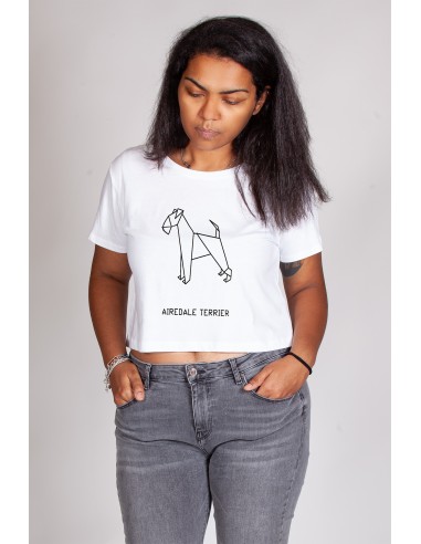 T-shirt Cropped Donna Origami Airedale Terrier