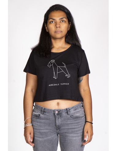 T-shirt Cropped Donna Origami Airedale Terrier