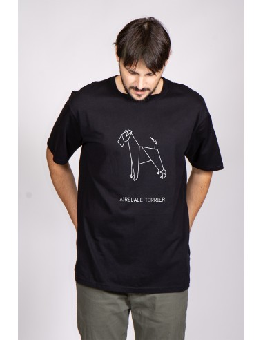 T-shirt Oversize Uomo Origami Airedale Terrier