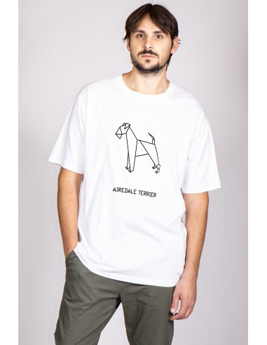 T-shirt Oversize Uomo Origami Airedale Terrier