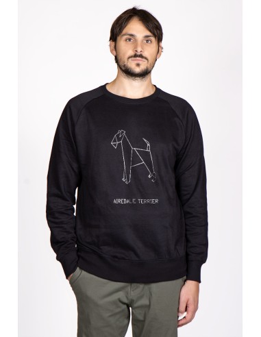 Origami Airedale Terrier Men's Crew Neck Sweatshirt