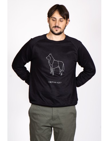 Origami Siberian Husky Men's Crew Neck Sweatshirt