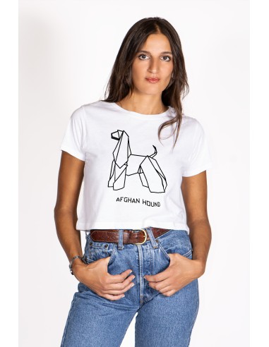 T-shirt Cropped Donna Origami Afghan Hound