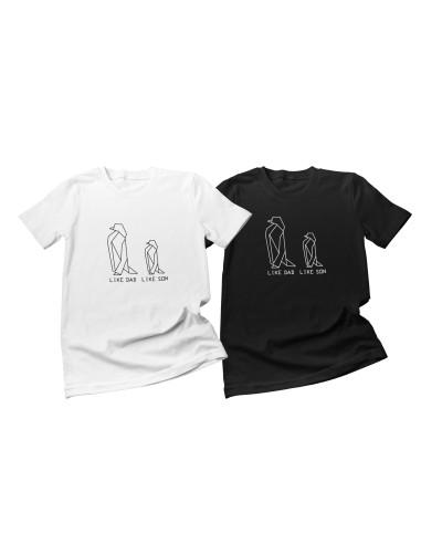 T-shirt 'LIKE DAD LIKE SON' FESTA DEL PAPA' ORIGAMI PENGUIN pinguino