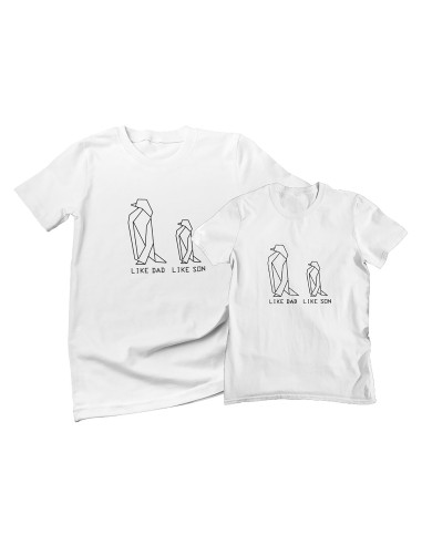 T-shirt 'LIKE DAD LIKE SON' FESTA DEL PAPA' ORIGAMI PENGUIN pinguino